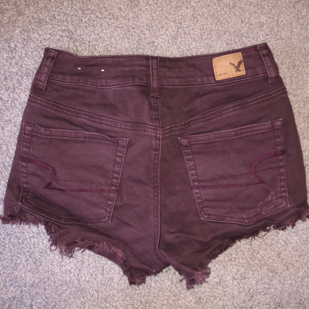 American Eagle maroon jean shorts - Picture 2 of 4